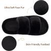 imageRockDove Womens Pluffie Slippers with Arch Support ampamp Memory Foam Cozy Faux Fur Open Toe House Shoes GiftReady Indoor Outdoor ComfortBlack