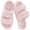 imageRockDove Womens Pluffie Slippers with Arch Support ampamp Memory Foam Cozy Faux Fur Open Toe House Shoes GiftReady Indoor Outdoor ComfortLight Pink