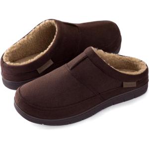imageRockDove Mens SoftStride Faux Suede Memory Foam Mule Slipper with Indoor Outdoor SoleShearling Coffee