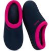 imageRockDove Womens Polar Fleece TwoTone Memory Foam Clog House Slippers Non Slip Rubber Sole Indoor Outdoor Machine WashableDark NavyFuchsia