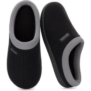 imageRockDove Womens Polar Fleece TwoTone Memory Foam Clog House Slippers Non Slip Rubber Sole Indoor Outdoor Machine WashableBlack