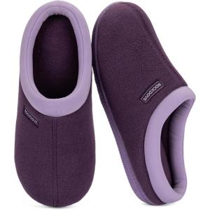 imageRockDove Womens Polar Fleece TwoTone Memory Foam Clog House Slippers Non Slip Rubber Sole Indoor Outdoor Machine WashableEggplant