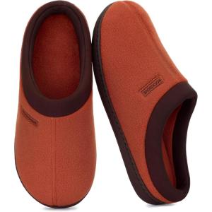 imageRockDove Womens Polar Fleece TwoTone Memory Foam Clog House Slippers Non Slip Rubber Sole Indoor Outdoor Machine WashableOrange