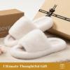 imageRockDove Womens Furrie Faux Fur Slide Slippers Arch Support Memory Foam Non Slip Indoor Outdoor Washable Gift ReadyBeige