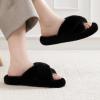 imageRockDove Womens Furrie Faux Fur Slide Slippers Arch Support Memory Foam Non Slip Indoor Outdoor Washable Gift ReadyBlack Cross