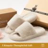imageRockDove Womens Furrie Faux Fur Slide Slippers Arch Support Memory Foam Non Slip Indoor Outdoor Washable Gift ReadyLight Tan