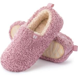 imageRockDove Womens Faux Shearling Closed Back Slipper with Memory FoamLight Pink