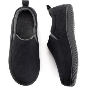 imageRockDove Mens ClosedBack Memory Foam Slippers with Plush Lining Faux Suede NonSlip SoleBlack