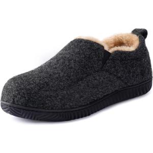 imageRockDove Mens ClosedBack Memory Foam Slippers with Plush Lining Faux Suede NonSlip SoleCarbon Black
