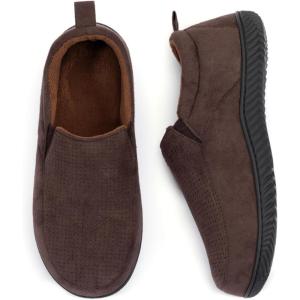 imageRockDove Mens ClosedBack Memory Foam Slippers with Plush Lining Faux Suede NonSlip SoleCoffee