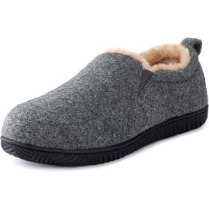 imageRockDove Mens ClosedBack Memory Foam Slippers with Plush Lining Faux Suede NonSlip SoleGrey