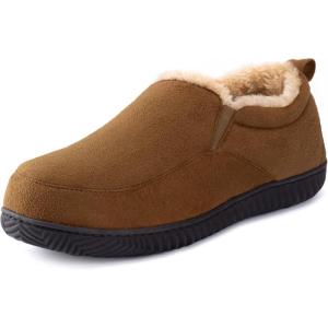 imageRockDove Mens ClosedBack Memory Foam Slippers with Plush Lining Faux Suede NonSlip SoleTan