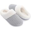 imageRockDove Womens Plushloom Warm Chenille Knit Cute House Slipper with Sherpa Fleece Lining Memory Foam Cushion and Non Slip SoleCool Grey