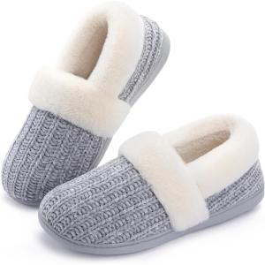 imageRockDove Womens Cozyweave Chenille Slipper with Faux Fur Collar Sherpa Fleece Lining Soft Cushioned Footbed and Non Slip Rubber SoleCool Grey