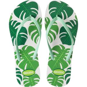 image:imageRockDove Womens Seabreeze Printed Beach Flip Flops Lightweight Summer Thong Sandal for Pool Vacation and Everyday WearMonstera Green