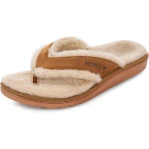 image:imageRockDove Womens Snugga Faux Fur Flip Flop with Memory Foam Cushioning AllDay Comfort Support Indoor Outdoor Slide SandalCamel
