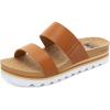 image:imageRockDove Womens Isla Lift Platform Slide Sandals with Cushioned Arch Support and Soft Dual StrapsBrown