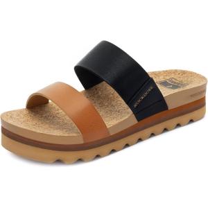 image:imageRockDove Womens Isla Lift Platform Slide Sandals with Cushioned Arch Support and Soft Dual StrapsBlackBrown