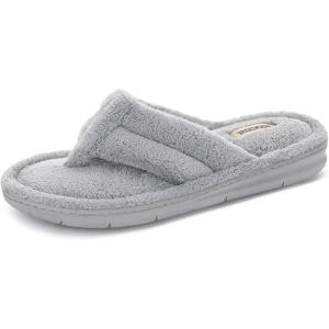 image:imageRockDove Womens Serena Plush Flip Flops Terry Cloth Thong Sandals SlipperGrey