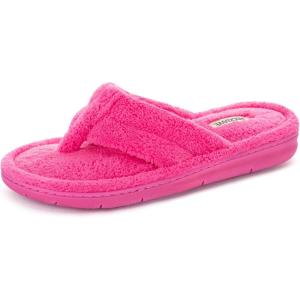 image:imageRockDove Womens Serena Plush Flip Flops Terry Cloth Thong Sandals SlipperHot Pink