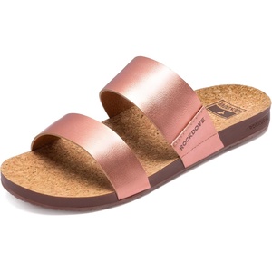 image:imageRockDove Womens Isla Slide Sandal with Cushioned Arch Support and Soft Dual StrapsRose Gold