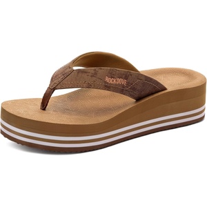 image:imageRockDove Womens Vista Platform Flip Flops Cushioned Comfort Non Slip Stylish Summer SandalsKhaki
