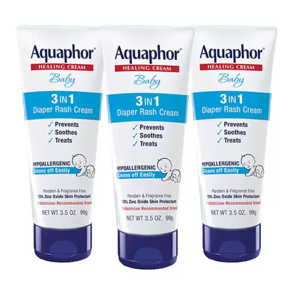 imageAquaphor Baby 3 in 1 Diaper Rash Cream  Prevents Soothes and Treats Diaper Rash  35 oz Tube Pack of 3