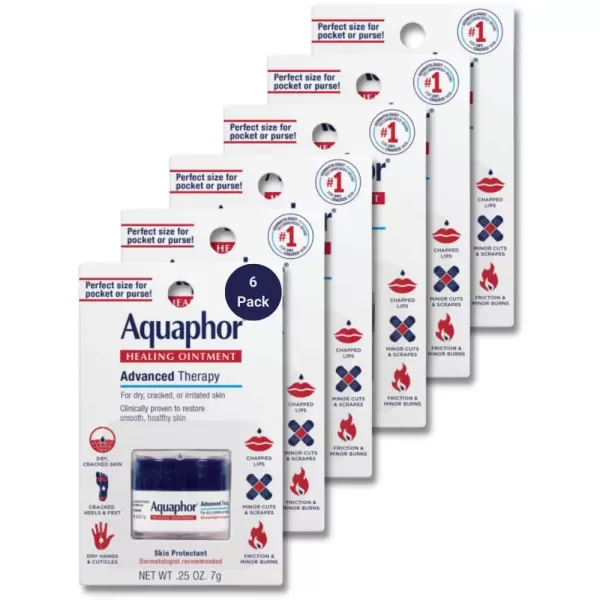 imageAquaphor Healing Ointment Advanced Therapy Skin Protectant Dry Skin Body Moisturizer 025 Oz Jar Pack of 6