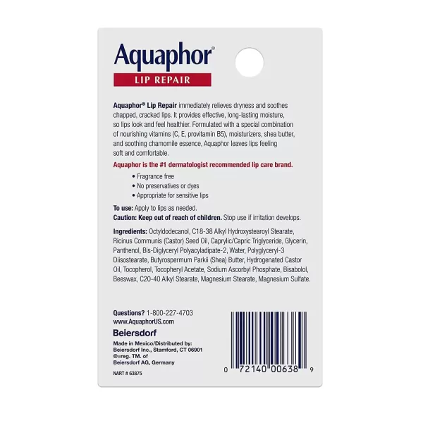 imageAquaphor Lip Repair Ointment  Longlasting Moisture to Soothe Dry Chapped Lips  35 fl oz Tube Pack of 48035 Fl Oz Pack of 2
