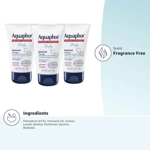 imageAquaphor Baby Healing Ointment Advanced Therapy for Chapped Cheeks and Diaper Rash 3 Ounce Pack of 3
