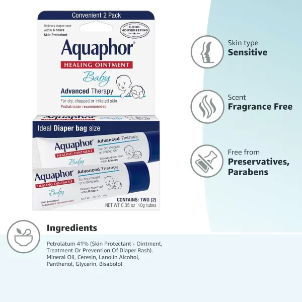 imageAquaphor Baby Healing Ointment ToGo Pack  Advanced Therapy for Chapped Cheeks and Diaper Rash 2 CountPack of 12 CountPack of 1