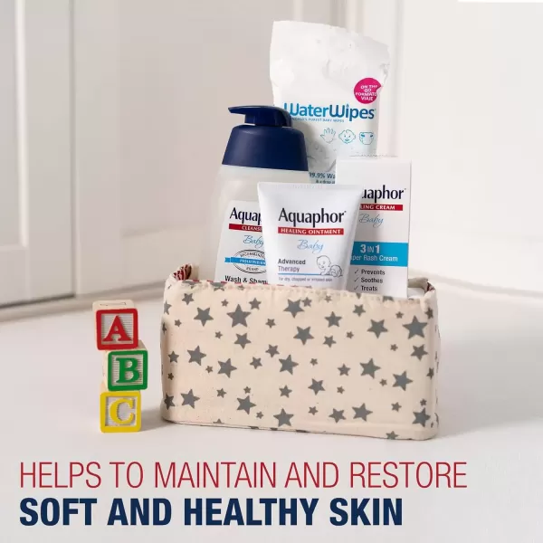 imageAquaphor Baby Skin Care Gift Set with Aquaphor Baby Wash and Shampoo Aquaphor Baby Healing Ointment Aquaphor Diaper Rash Cream and WaterWipes 4 Pieces