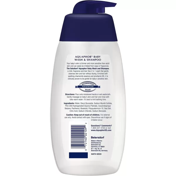 imageAquaphor Baby Wash and Shampoo  Mild Tearfree 2in1 Solution for Babys Sensitive Skin  169 fl oz PumpUnscented