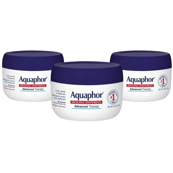 imageAquaphor Healing Ointment  Skin Protectant for Dry Cracked Skin  Hands Heels Elbows  35 Oz Jar Pack of 3