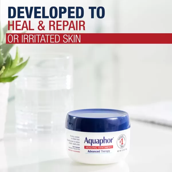 imageAquaphor Healing Ointment  Skin Protectant for Dry Cracked Skin  Hands Heels Elbows  35 Oz Jar Pack of 3