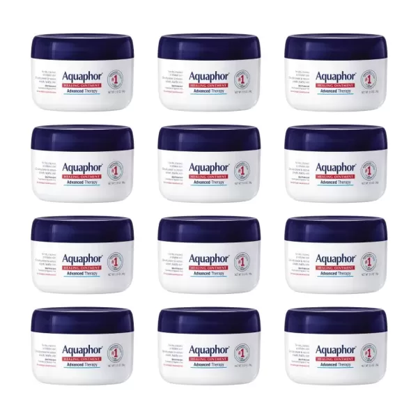 imageAquaphor Healing Ointment Advanced Therapy Skin Protectant Dry Skin Body Moisturizer 35 Oz Jar 12 Count Pack of 4
