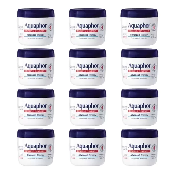 imageAquaphor Healing Ointment Advanced Therapy Skin Protectant Dry Skin Body Moisturizer MultiPurpose Healing Ointment For Dry Cracked Skin ampamp Minor Cuts ampamp Burns 14 Oz Jar Pack of 12
