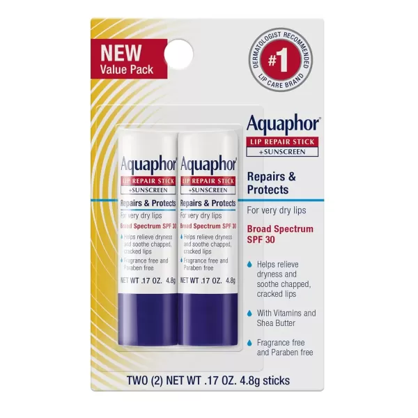 imageAquaphor Lip Repair Lip Balm Set Lip Repair Stick 017 Oz Pack of 2  Lip Repair and Protect Stick Lip Balm with Sunscreen SPF 30 017 Oz Pack of 2 Holiday Gifts for Self Care