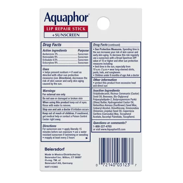 imageAquaphor Lip Repair Lip Balm Set Lip Repair Stick 017 Oz Pack of 2  Lip Repair and Protect Stick Lip Balm with Sunscreen SPF 30 017 Oz Pack of 2 Holiday Gifts for Self Care