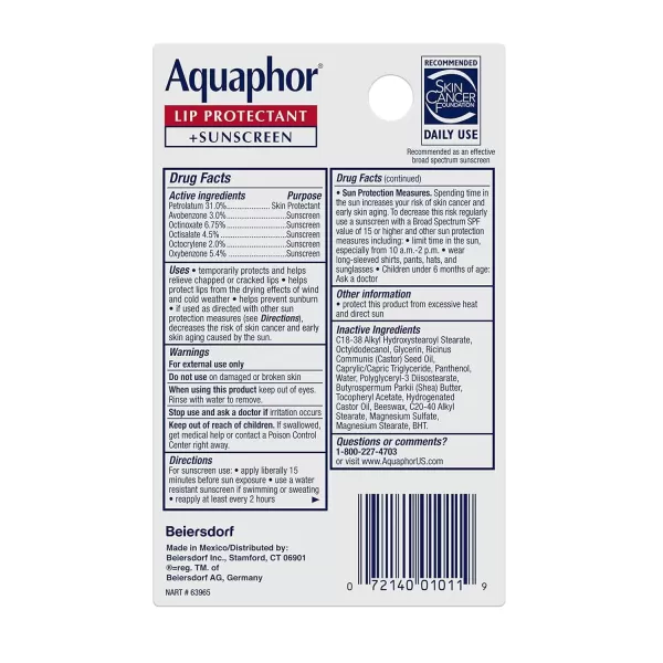 imageAquaphor Lip Repair Lip Balm with Sunscreen Lip Protectant Lip Balm SPF 30 035 Oz Tube Pack of 48035 Ounce Tube Pack of 48