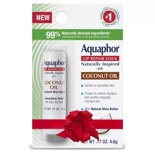 imageAquaphor Naturally Inspired Lip Repair Stick with Aloe Vera and Shea Butter Hydrating Lip Balm Stick Immediately Relieves Dryness and Soothes Chapped Lips Holiday Gifts for Self Care 017 Oz StickCoconut Oil