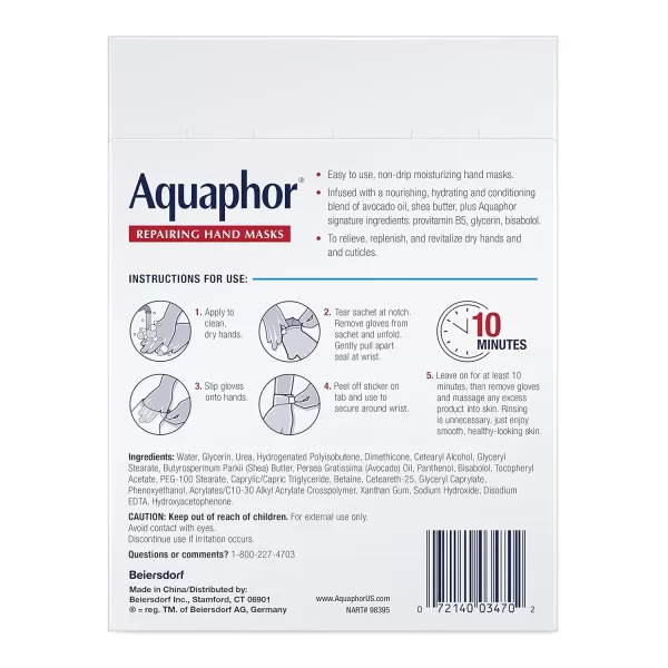 imageAquaphor Repairing Hand Masks Moisturizing Gloves for Dry Hands Hand Moisturizer for Dry Skin with Avocado Oil and Shea Butter Pack of 6