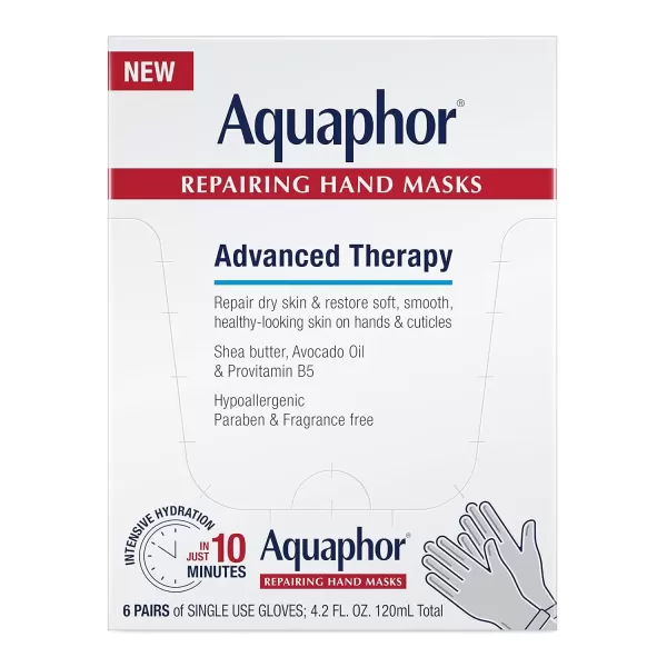 imageAquaphor Repairing Hand Masks Moisturizing Gloves for Dry Hands Hand Moisturizer for Dry Skin with Avocado Oil and Shea Butter Pack of 6