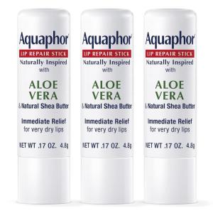 imageAquaphor Naturally Inspired Lip Repair Stick with Aloe Vera and Natural Shea Butter Hydrating Lip Balm Immediately Relieves Dryness and Soothes Chapped Lips 017 Oz Stick Pack of 3