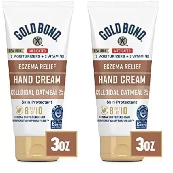 imageGold Bond Medicated Eczema Relief Hand Cream 3 oz Skin Protectant Cream With 2 Colloidal Oatmeal3 Ounce Pack of 2