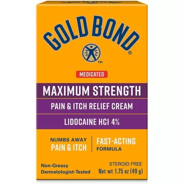 imageGold Bond Medicated Maximum Strength Pain ampamp Itch Relief Cream 175 oz with Lidocaine175 Ounce Pack of 1