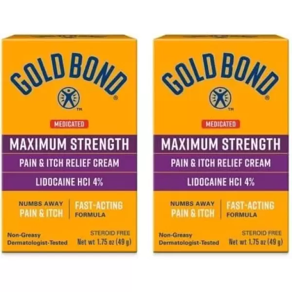 imageGold Bond Medicated Maximum Strength Pain ampamp Itch Relief Cream 175 oz with Lidocaine175 Ounce Pack of 2
