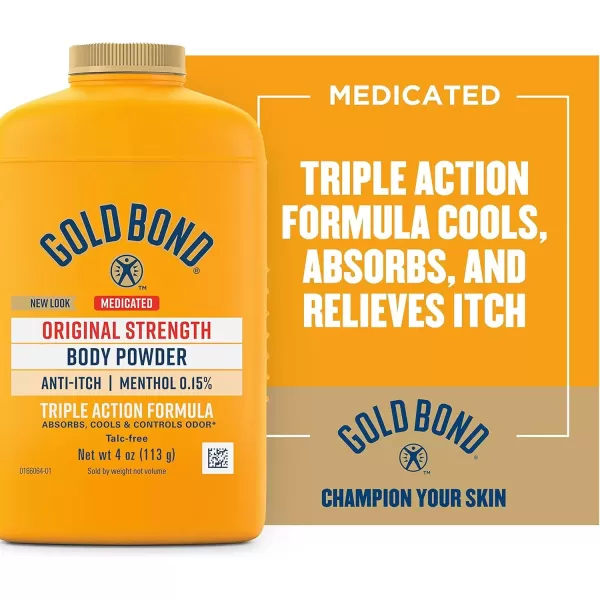 imageGold Bond Medicated Original Strength Body Powder 10 oz TalcFree AntiItch Absorbs ampamp Cools4 Ounce Pack of 1