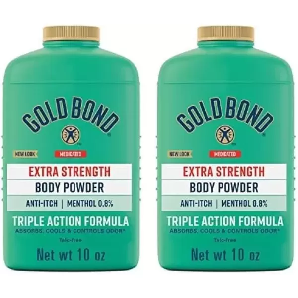 imageGold Bond Medicated TalcFree Extra Strength Body Powder 4 oz for Cooling Absorbing Itch Relief10 Ounce Pack of 2
