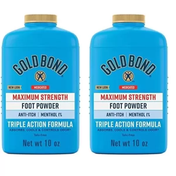imageGold Bond Medicated TalcFree Foot Powder 4 oz Maximum Strength Odor Control ampamp Itch Relief10 Ounce Pack of 2